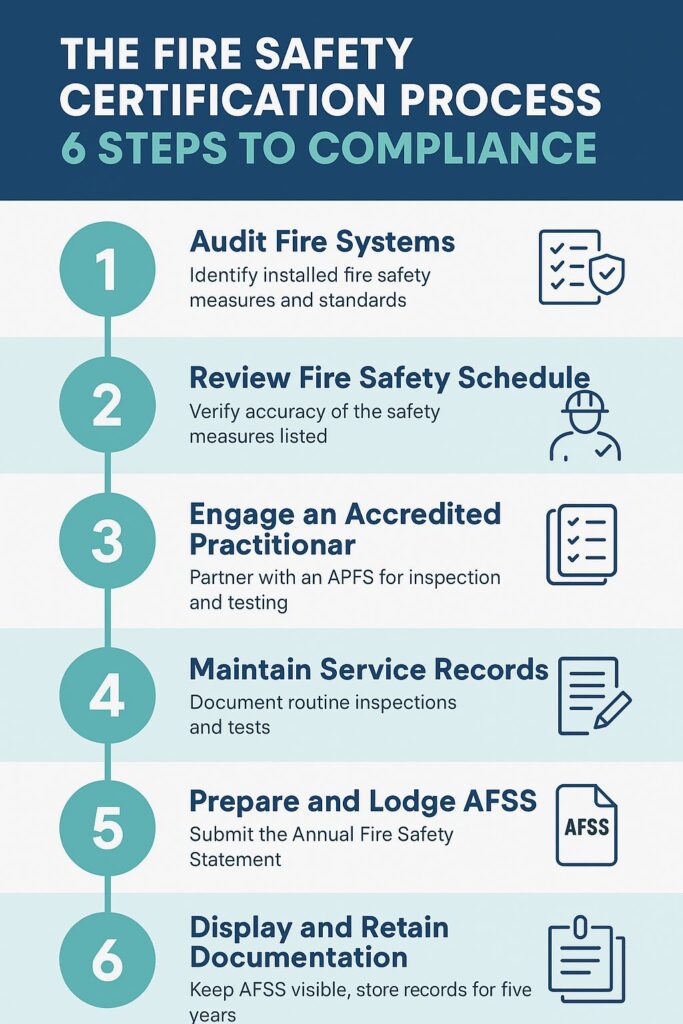 6 Step Fire Safety Certification Process Infographic